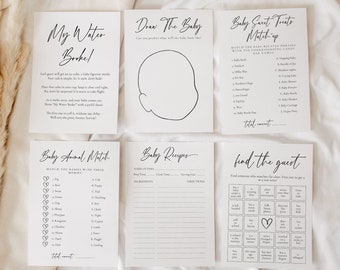 Baby Shower Games Bundle: Gender Neutral, Editable Templates