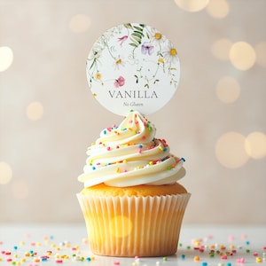 Floral Cupcake Toppers Template | Custom Bridal Cupcake Flavour Signs | 100% Editable & Printable Template