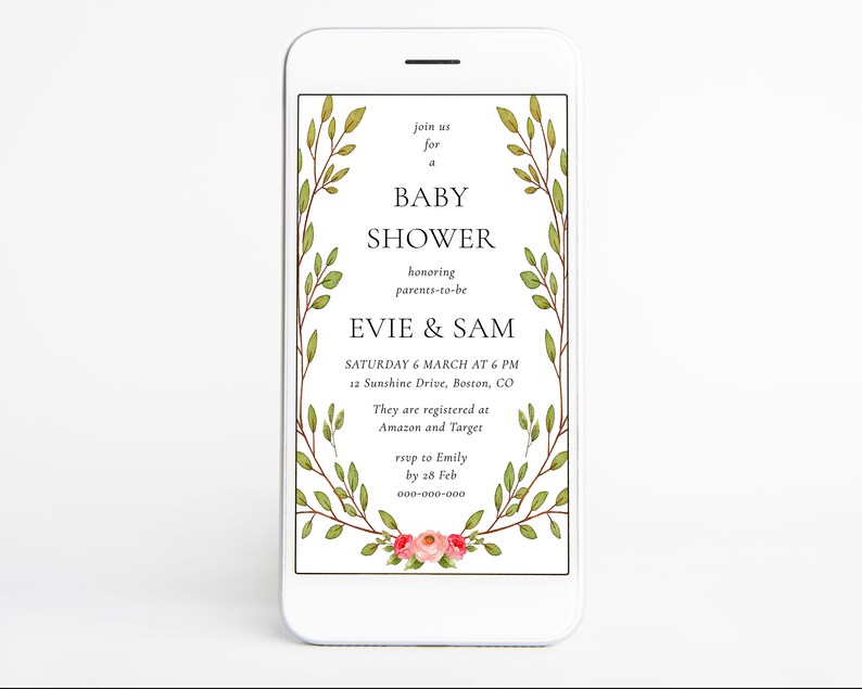 Editable Baby Shower Evite Template Electronic Baby Shower Etsy