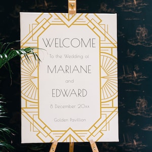 Art Deco Wedding Welcome Sign Template: Editable Reception Poster
