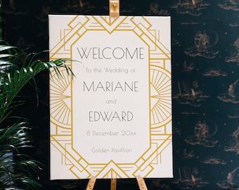 Art Deco Wedding Welcome Sign Template: Editable Reception Poster