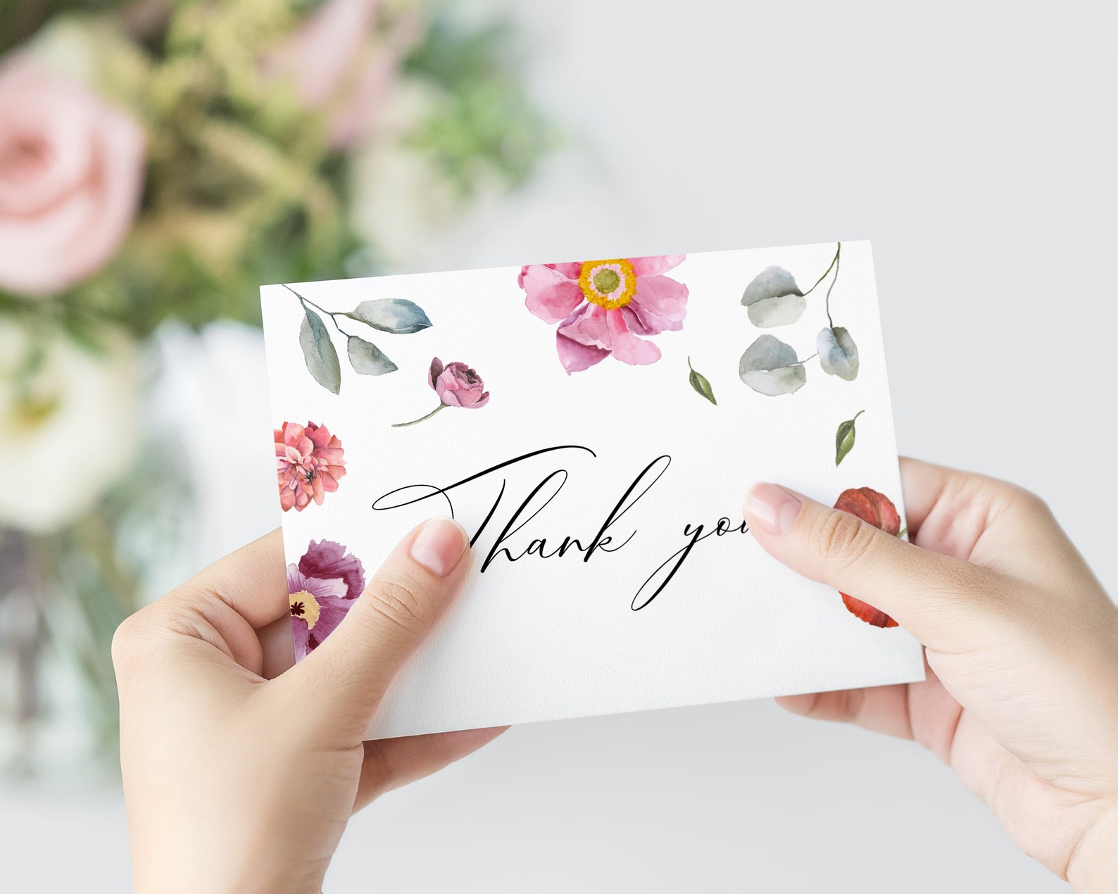 Romantic Thank You Card Printable Wedding Thank You Card Etsy