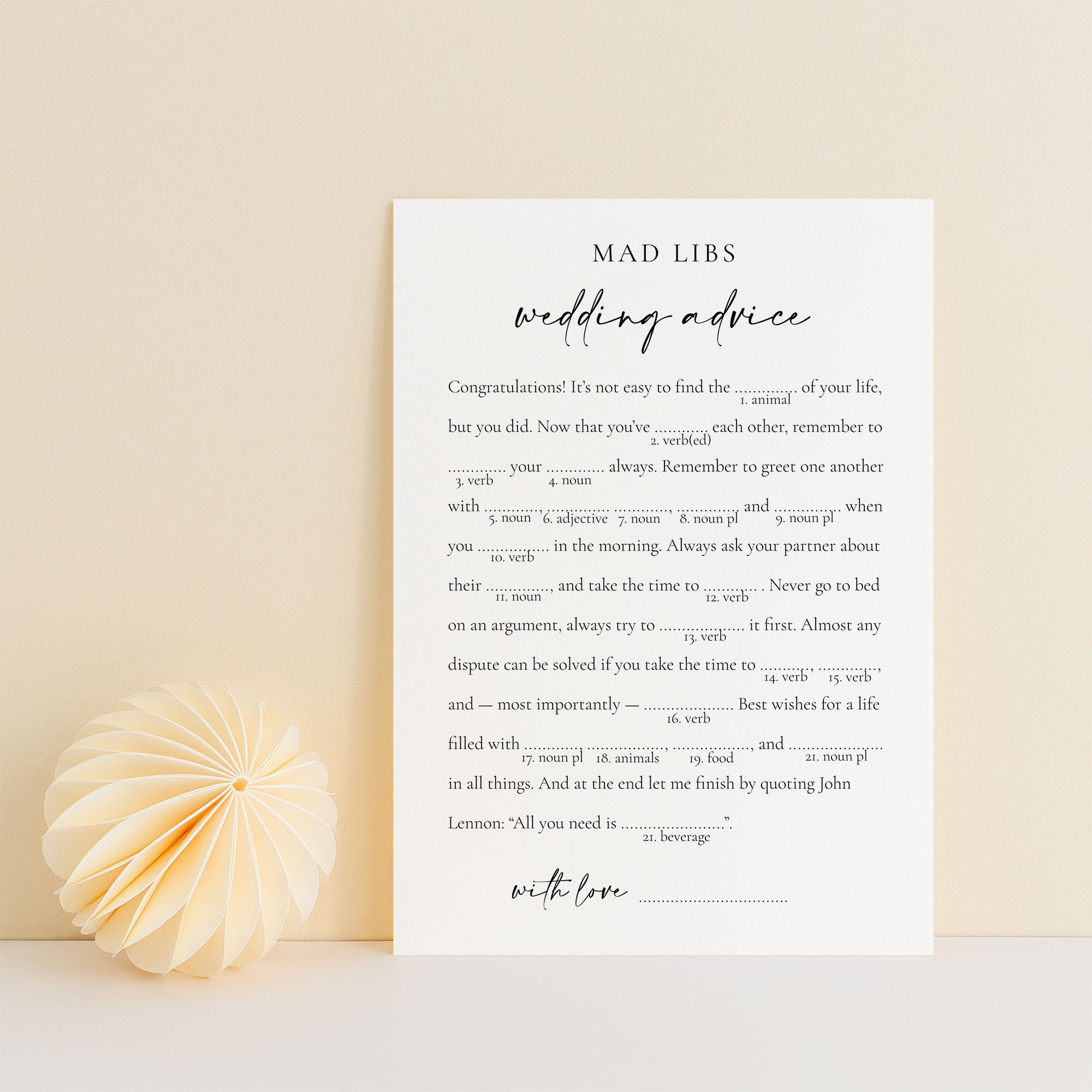 Wedding Advice Mad Libs Game Printable Bridal Shower Mad Libs - Etsy Canada