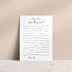 How they met wedding mad libs game with minimalist, modern design.