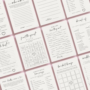 100 Bridal Shower Games Bundle, Modern Bachelorette Party Games, 100% Editable Printable Templates image 2