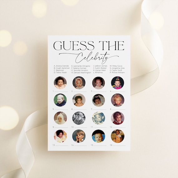 Celebrity Baby Shower Game: Famous Babies Trivia (Instant Download)