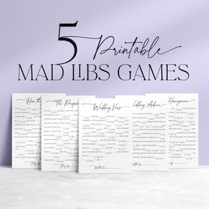 5 Printable Mad Libs Games, Bridal Shower Mad Libs, Minimalist Wedding Mad Libs Games, PDF Ready to Print in Minutes, Instant Download