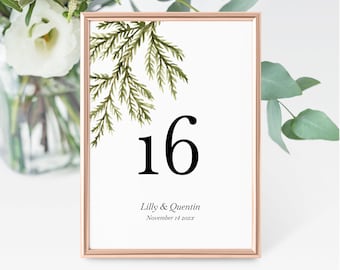 Wedding Table Numbers Template, Forest Pine Wedding Table No, Printable Wedding Table Numbers, Editable Wedding Table Numbers