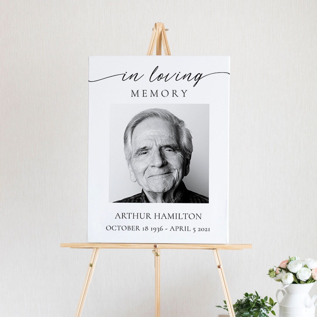 Funeral Memorial Sign, Simple Funeral Board, in Loving Memory Poster, 100 Editable