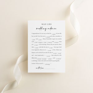 Wedding Advice mad libs game which can be used for the wedding toasts.
