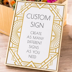 Custom Art Deco Printable Sign Template, 1920s Sign Template, Art Deco Geometric Sign, Make As Many Different Art Deco Signs As You Wish