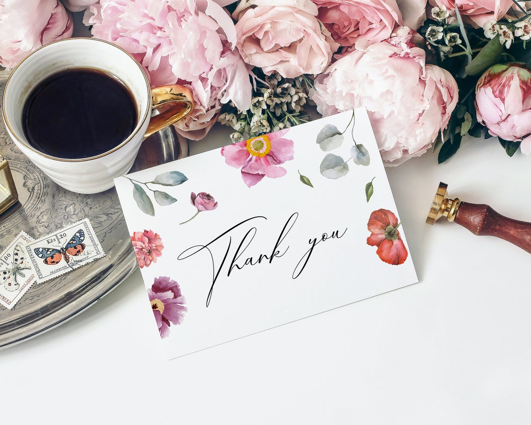 Romantic Thank You Card Printable Wedding Thank You Card Etsy