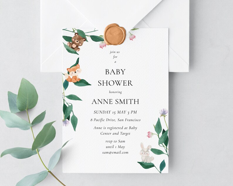 Printable Baby Shower Invitation Kit Editable Baby Shower Etsy
