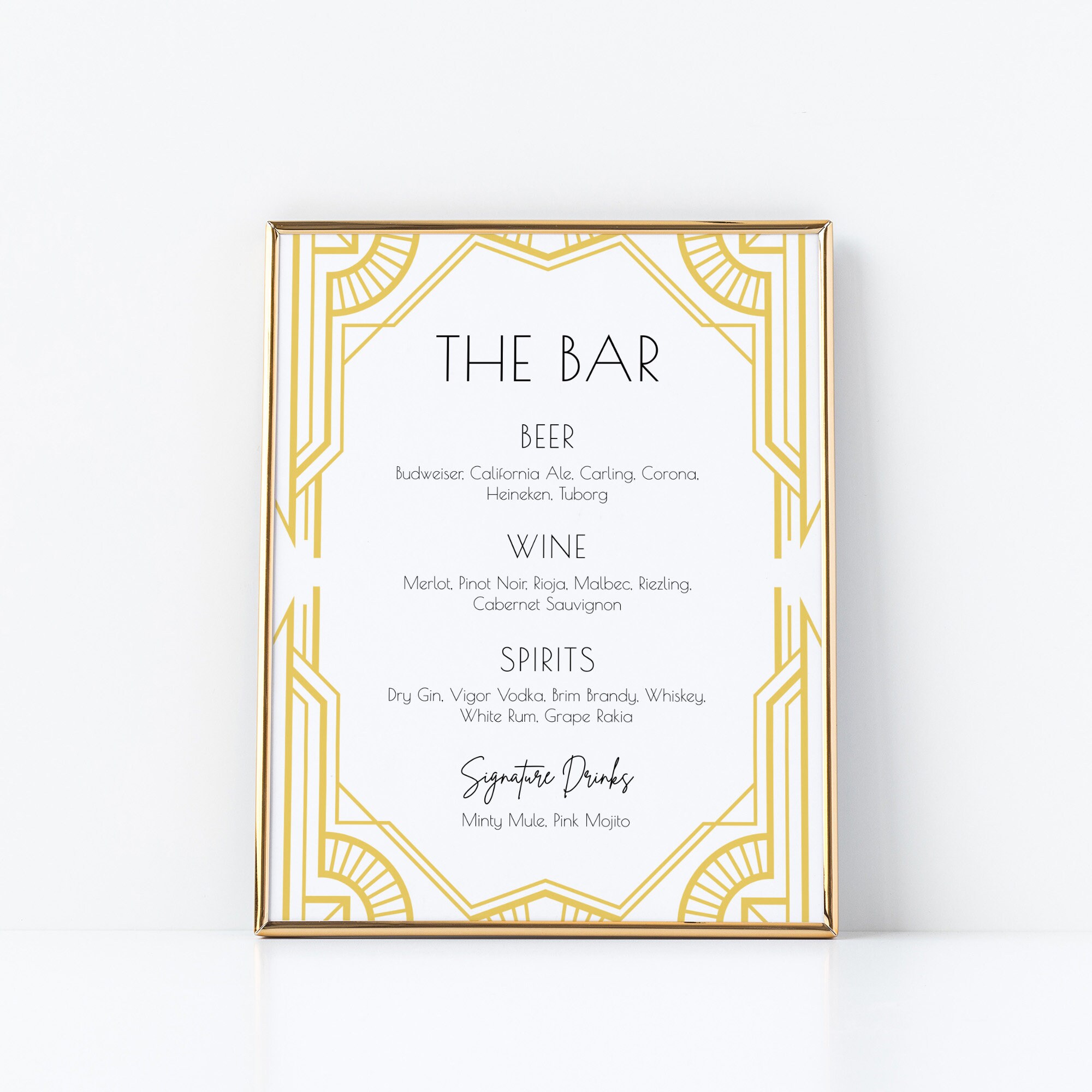 Modern Art Deco Bar Sign With Golden Geometric Frame in 2 Etsy