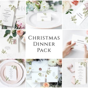Winter Wedding Place Cards Template, Christmas Party Place Card ...