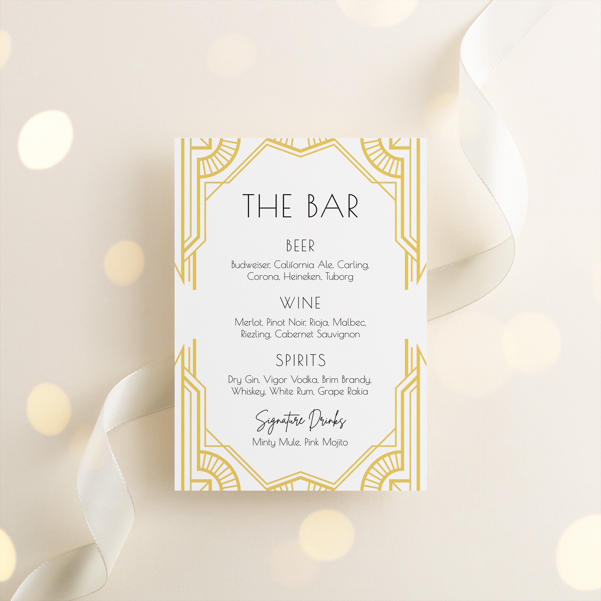 Modern Art Deco Bar Sign With Golden Geometric Frame in 2 Etsy