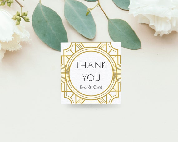 1920s Art Deco Favor Tag Template Editable Square Favor - Etsy