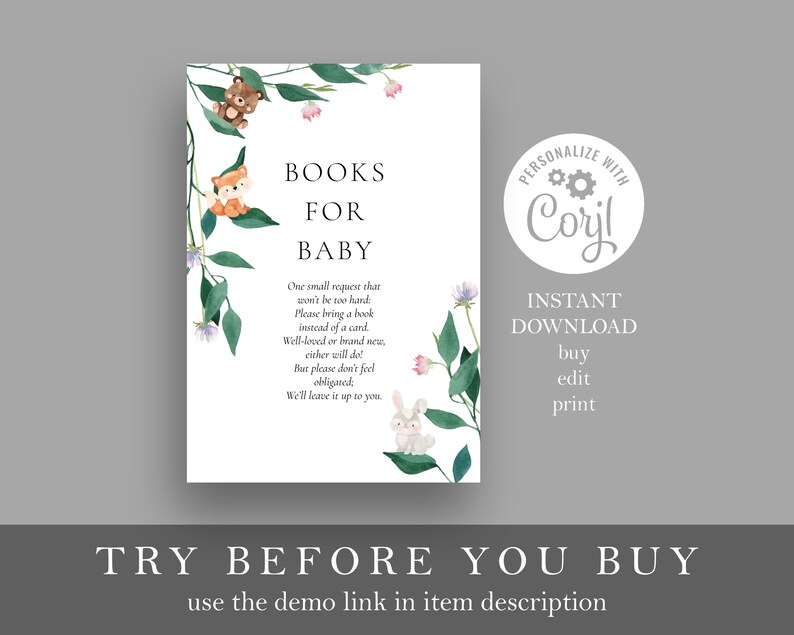 Books for Baby Request Card Template Baby Shower Books for Etsy