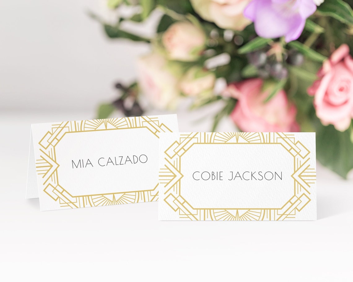 Art Deco Place Cards Template Great Gatsby Dinner Place Tags | Etsy