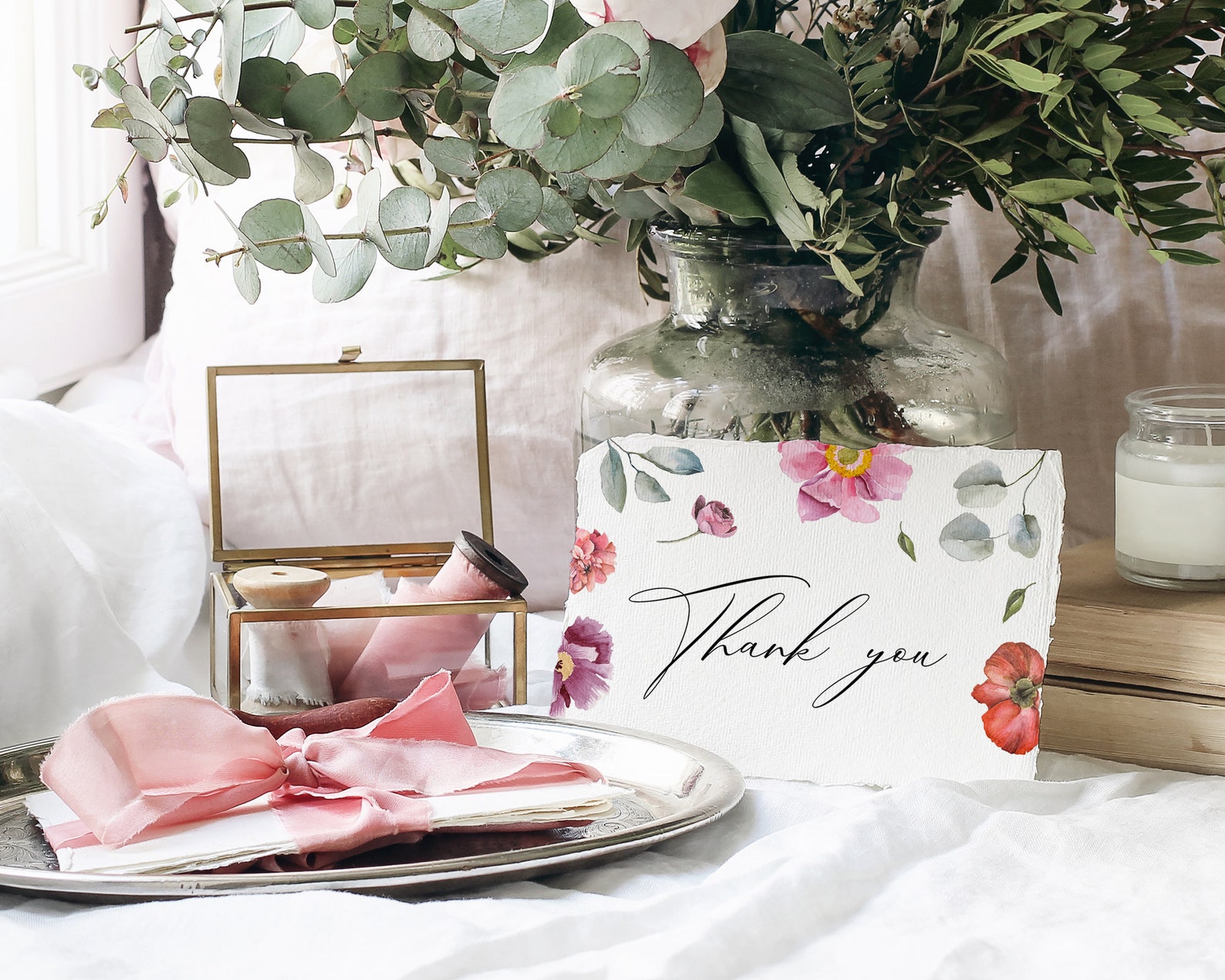 Romantic Thank You Card Printable Wedding Thank You Card Etsy