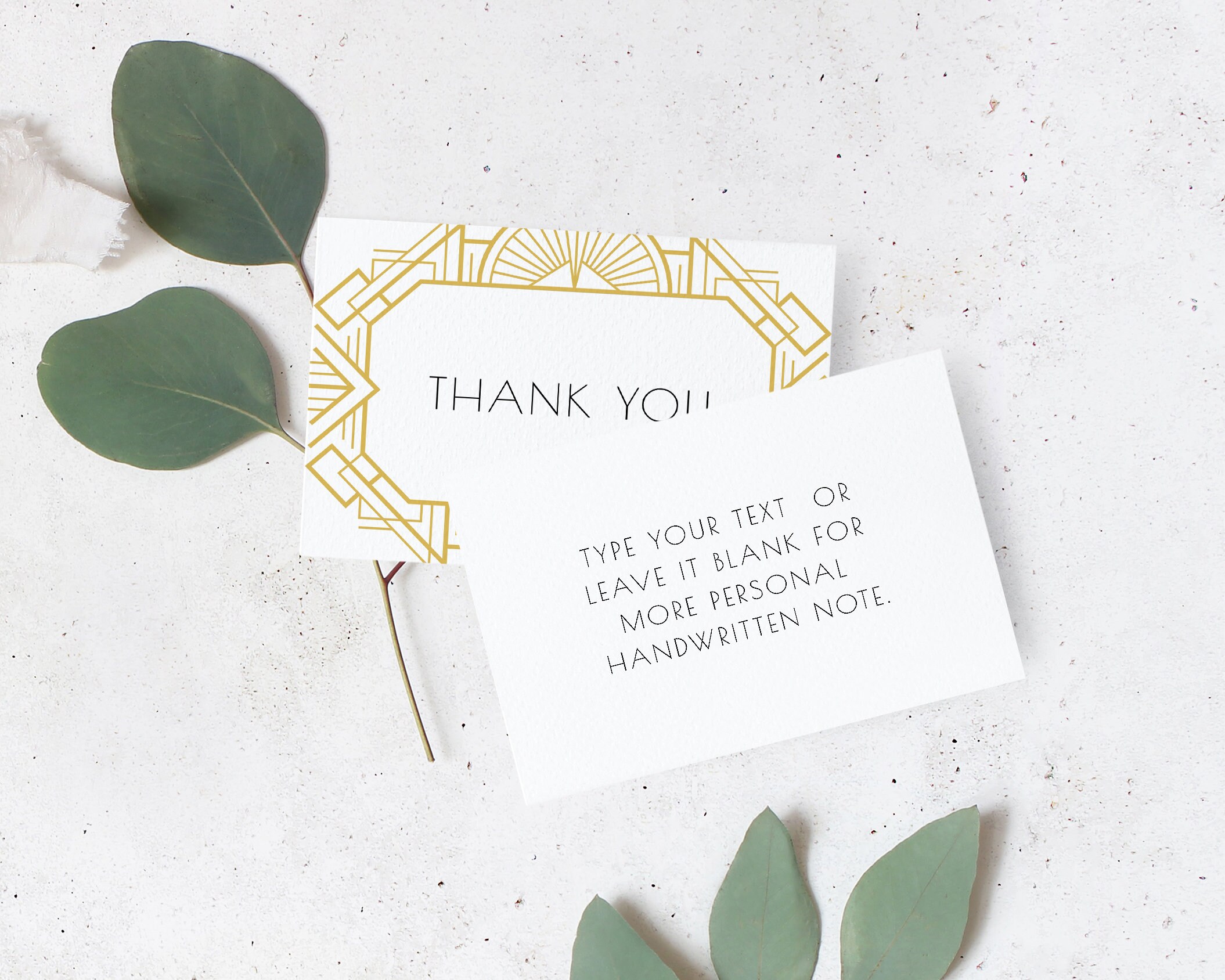 Art Deco Thank You Card Template Editable Thank You Insert - Etsy