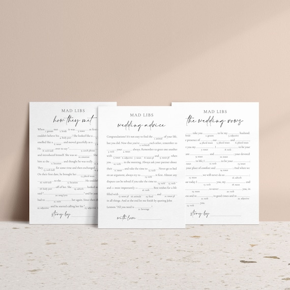 Bridal Shower Mad Libs Game: Modern Wedding Party Activity (Digital Download)