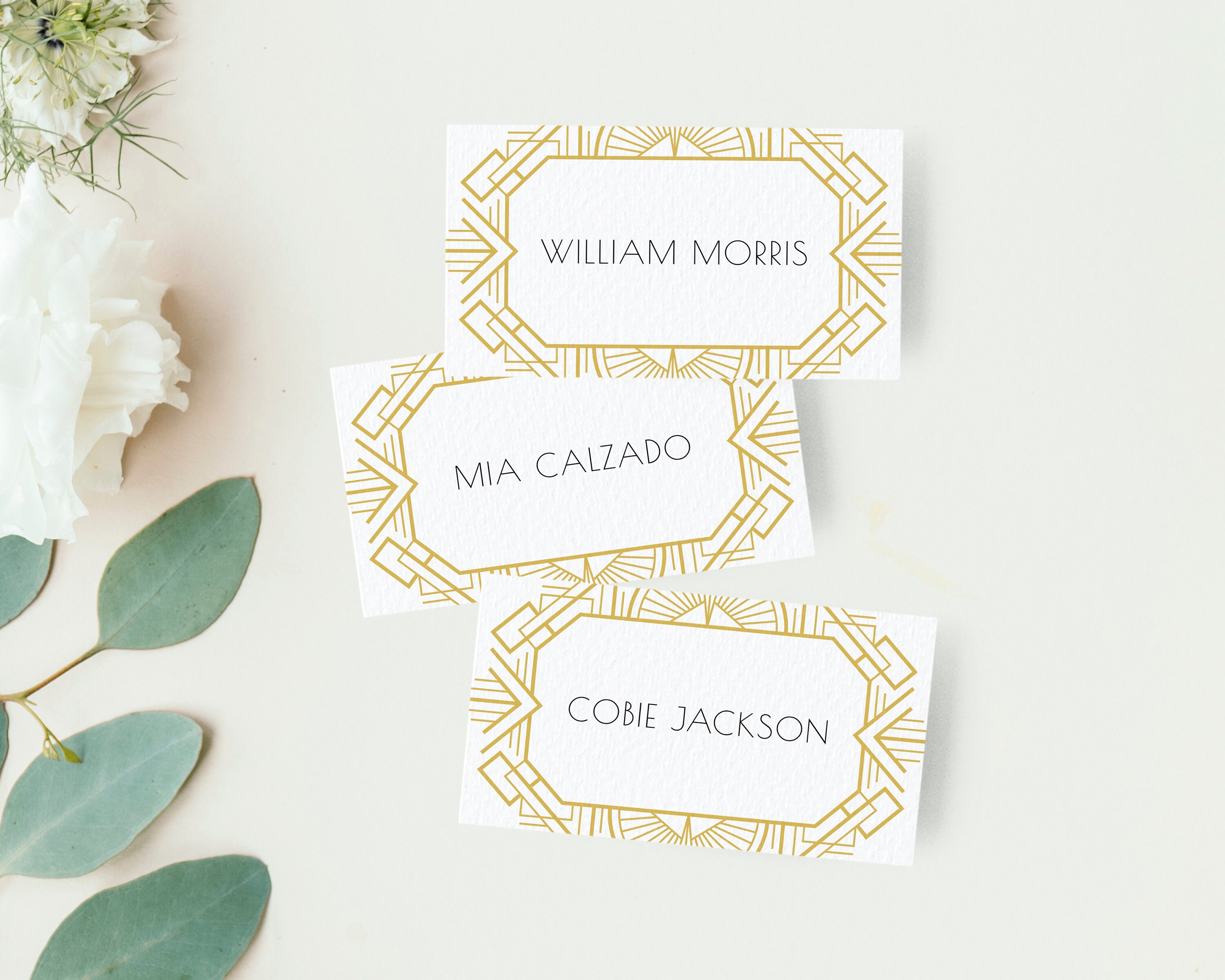 Art Deco Place Cards Template Great Gatsby Dinner Place Tags Etsy