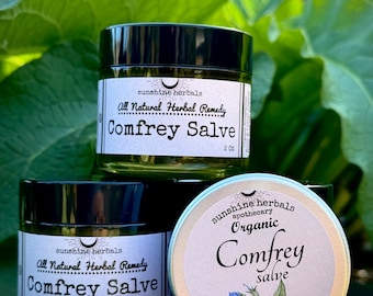 Organically Grown Comfrey Salve | Comfrey Leaf  | All Natural Ointment | Essential Oil Free