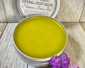 All Purpose Herbal Skin Salve | Organic | Calendula | Lavender | Yarrow | Self Heal | Essential Oil Free
