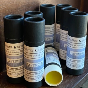 All Natural Lavender Lip Balm | Eco Friendly | Organic | Zero Waste | Luxurious | Moisturizing | Chemical Free | Nourishing