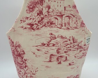 Craft Carrier Bag - Large - Red and Cream Toile