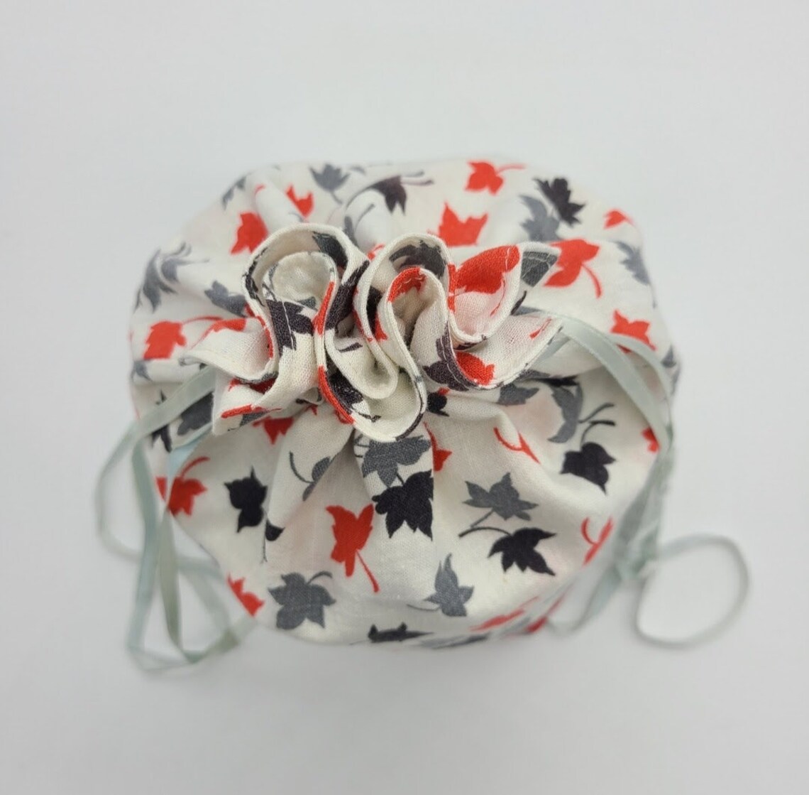 Drawstring Bag - Red and Grey Feed Sack - Etsy