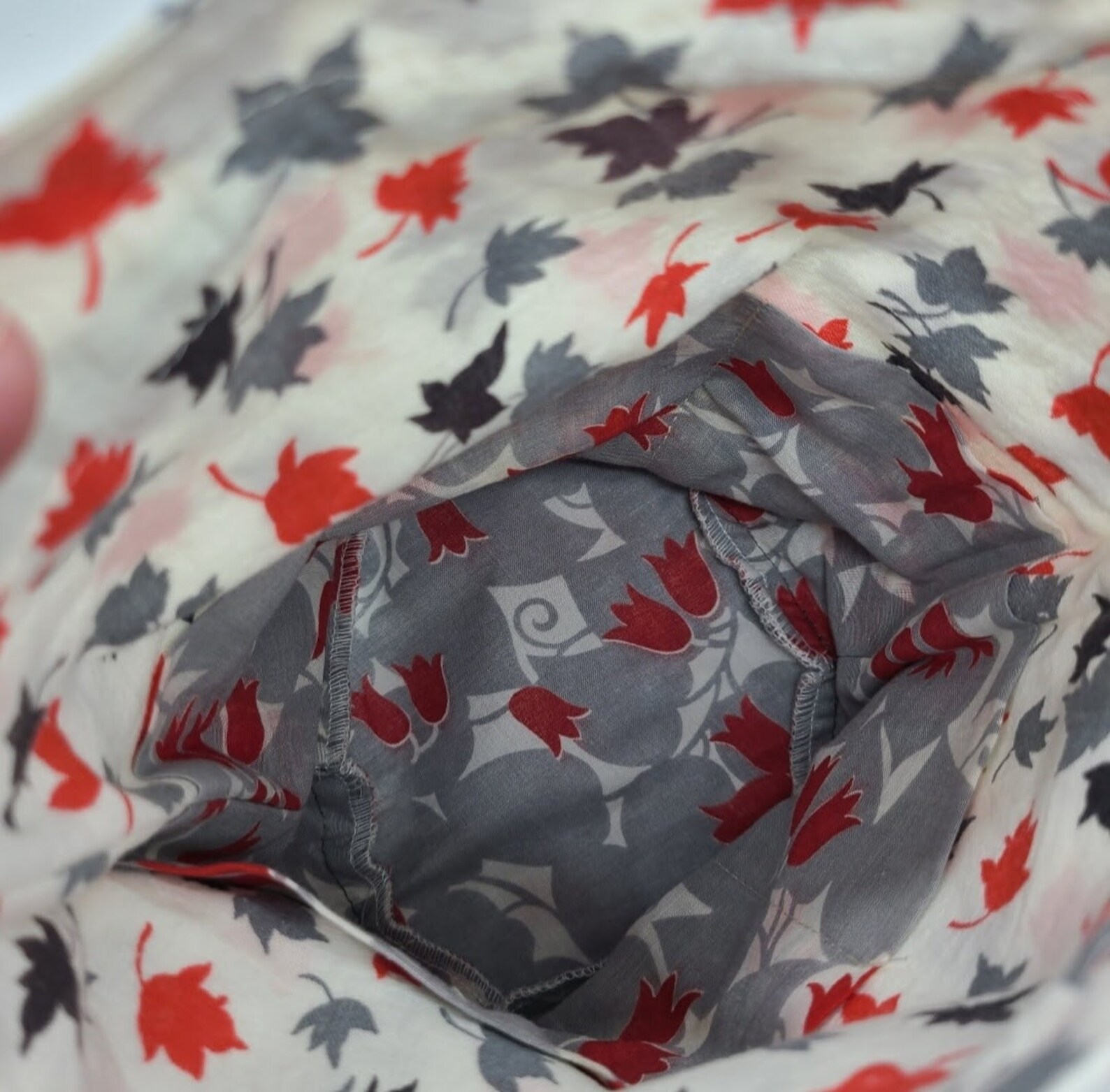 Drawstring Bag - Red and Grey Feed Sack - Etsy