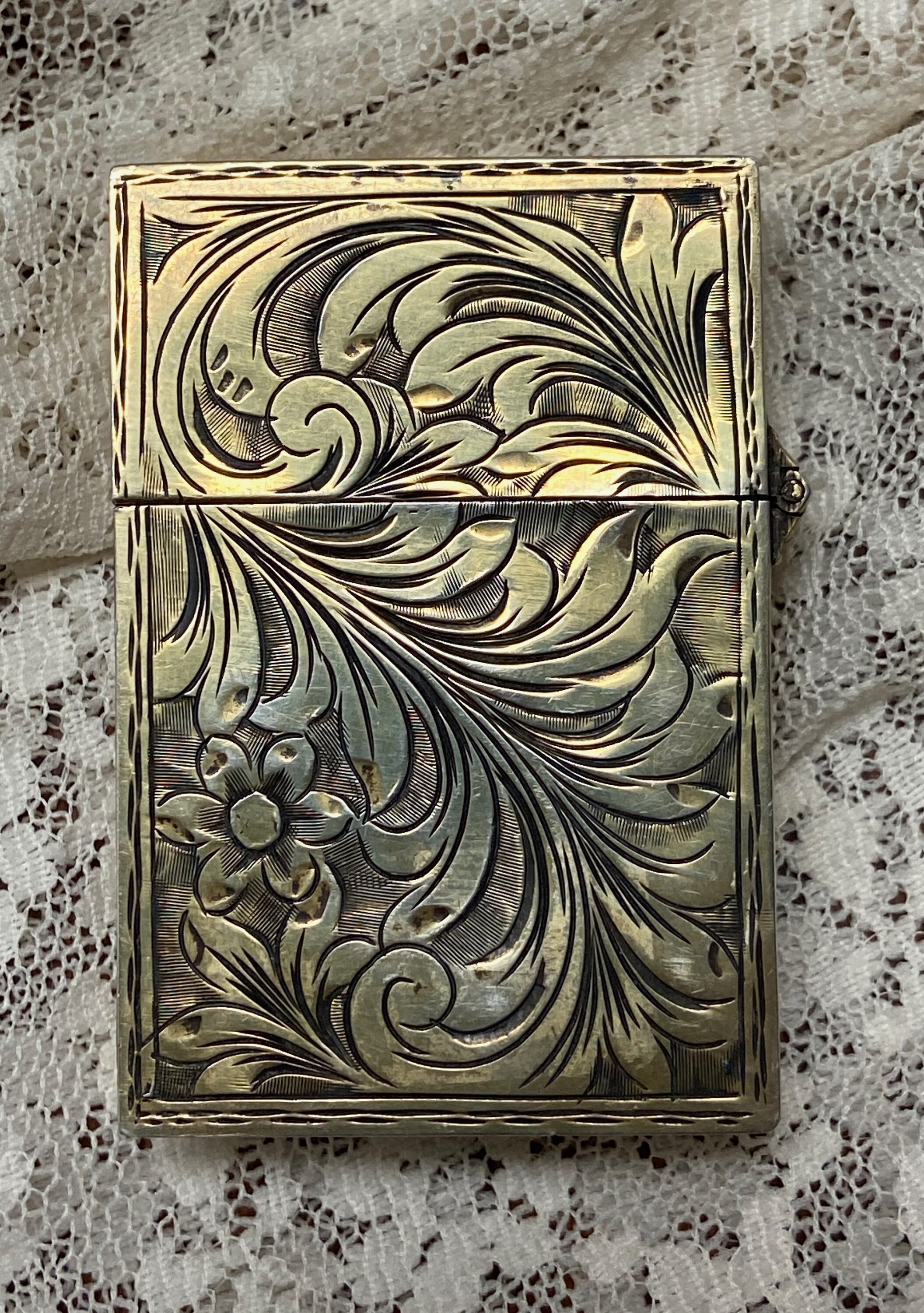 Italian 800 silver cigarette lighter box with Victorian scene Etsy