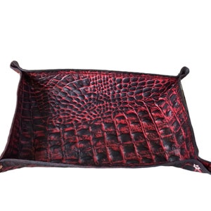 Mother Road Customs Antique Red Alligator Leather Tray Coin Valet Pocket Dump
