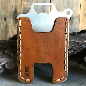 Hawk One Carteira masculina minimalista feminina de couro gel bronzeado vegano em aço inoxidável