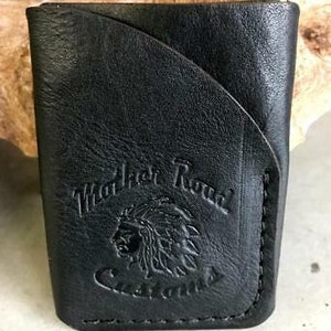 4 Banger Minimalist Herren Damen Schwarz Punziert Sepichi Veg Tan Leder Portemonnaie