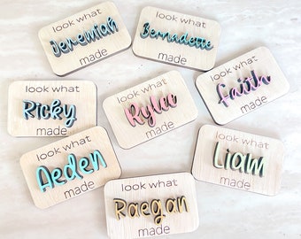 Personalized Kids Artwork Magnet | Laser Cut Wood Fridge Display