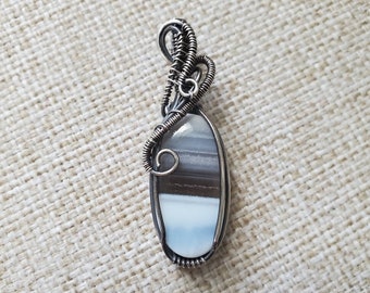 Owyhee Opal, Opal, Owyhee Opal Pendant, Sterling Silver, Handmade jewelry, Artisan Jewelry, Wire Wrap Pendant, Gift for Her, One of A Kind