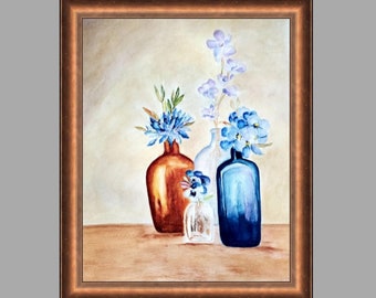 Floral Four Vase Gilcee or Print