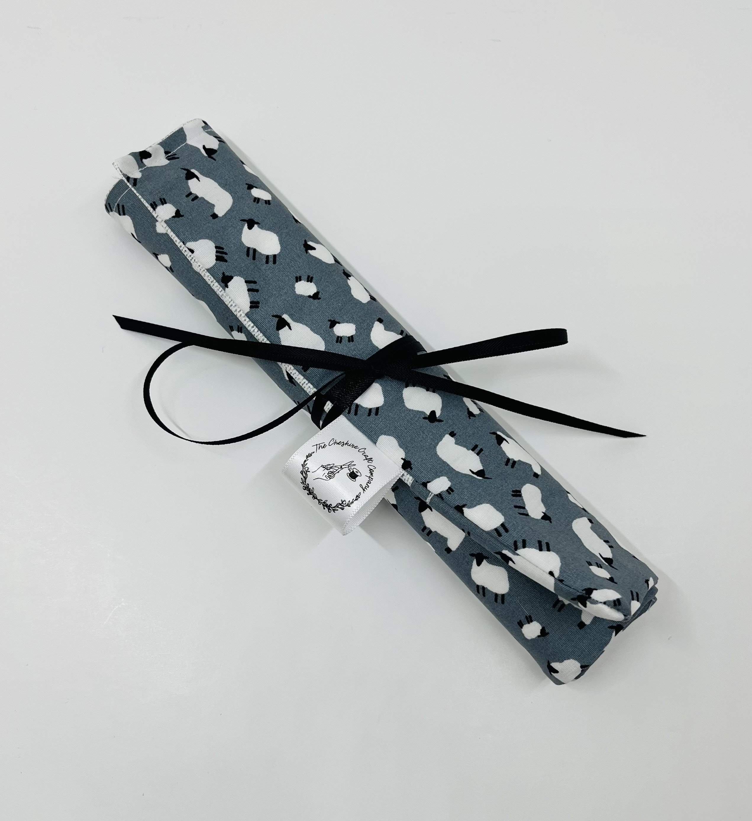 Handmade Sheep Print Makeup Brush Roll: Travel Organizer