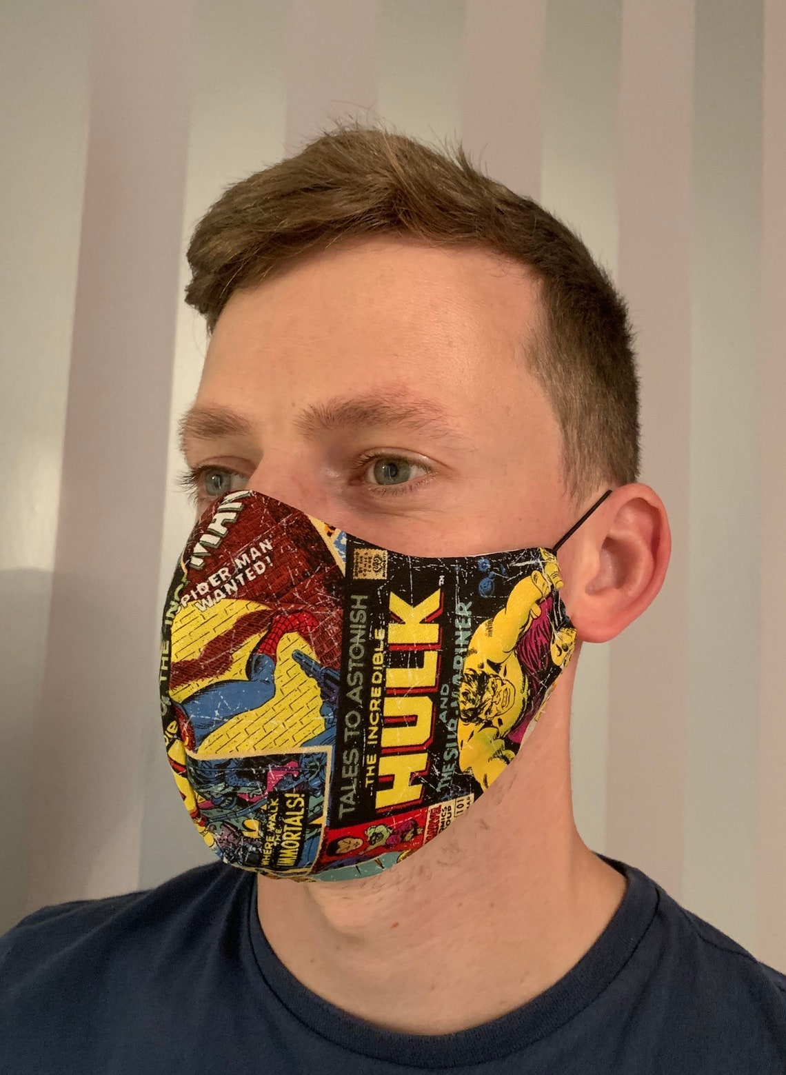 Marvel Comic Face Mask Adult Etsy