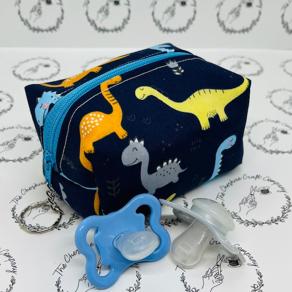 Blaue Dinosaurier Schnullertasche | Putzige Schnullertasche | Schnullertasche | Schnullertasche | Baby Tasche | Schnullertäschchen Babyartikel | Schnuller Aufbewahrung | Schnullertasche