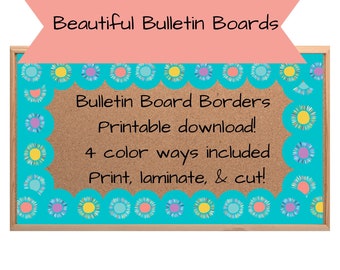 4 Beautiful Classroom Bulletin board borders printable digital Back to school