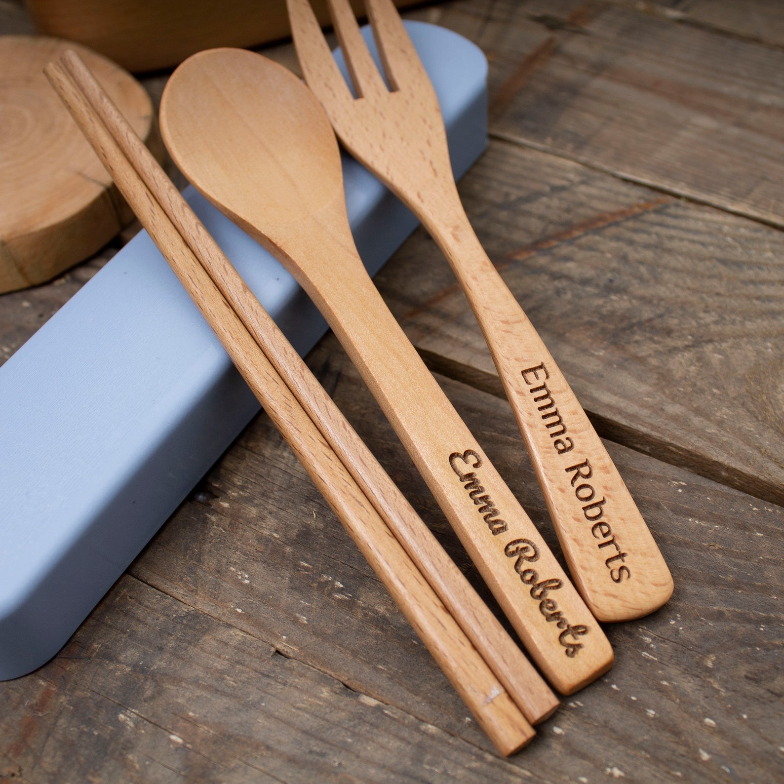Personalized Wooden Utensil Engraved Spoon Fork and Chopstick Etsy