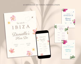 Destination Hen Do Itinerary Template | Editable Bridal Weekend Invite (Instant Download)