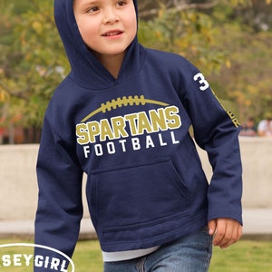 Custom Toddler Football Sweatshirt | personalized toddler foot ball hoodie with name and number