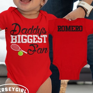 Personalized Daddy's Biggest Fan Tennis Shirt / Bodysuit with Tennis Player's Name
