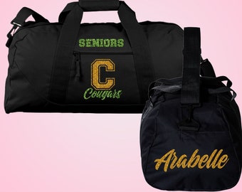 Personalized Cheer Bag | custom cheerleading duffel bag, personalize with your cheerleader's name and gym colors