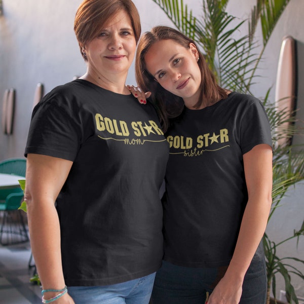 Personalized Gold Star Family Shirts, Custom Gold Star Mom T-Shirt with Name, Customizable Military in Memory of Apparel, Fallen Soldier Tee